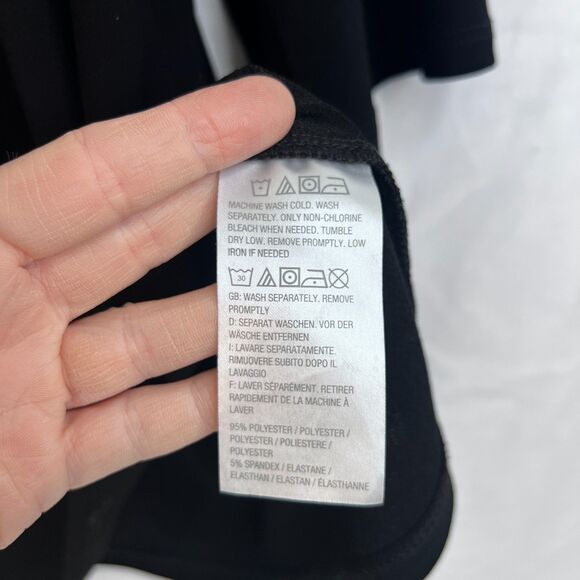 Susan Graver Black Basic Wide 3/4 Sleeve Top Scoop Neck Size Large Casual - Picture 6 of 7